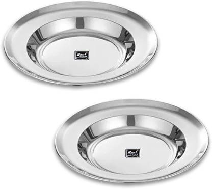 Next Future Heavy Gauge Stainless Steel Deep Soup/Breakfast/ Maggi/ Pasta/ Gravy Plate Large Dinner Plate