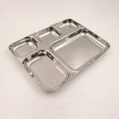 Spilbox Stainless Steel Rectangle Tiffen Plate |Breakfast Plate|5 in 1Plate| Dinner Plate