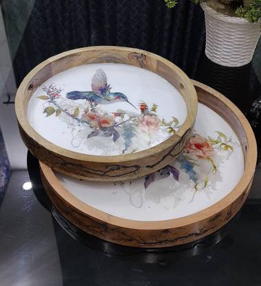 woodshoppe Round Tray set of 2 Epoxy Resin Tray