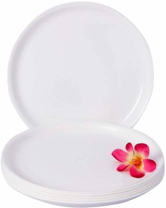 Kanha Round Plate Set of 24 Plastic Plates (White ) Dinner Plate