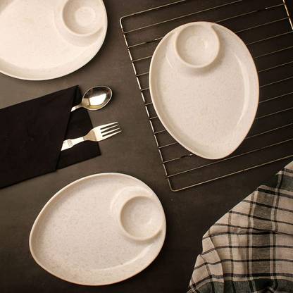 PS smart shopping Melamine White Marble Plate for Serving Snacks, Food, Starters, Buffet Chip & Dip Tray