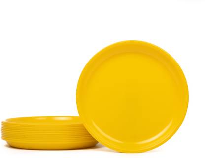 bestifo Plastic Microwave Safe Set Of 12 (7.5 Inch, Yellow) Half Plate