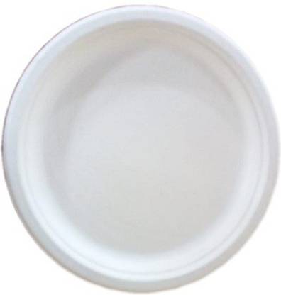 LUSKA Sugarcane Bagasse 100% Natural 6 inch Round White Plates (Pack of 25) Dinner Plate