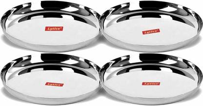 Lyticx Stainless Steel Apple Shape Heavy Gauge Dinner Plates with Mirror Finish 27cm Dinner Plate