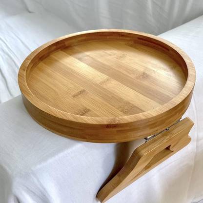 The Artment Round Sofa Armrest Wooden Handcrafted Foldable Clip-On Tray (Pack Of -1) Tray