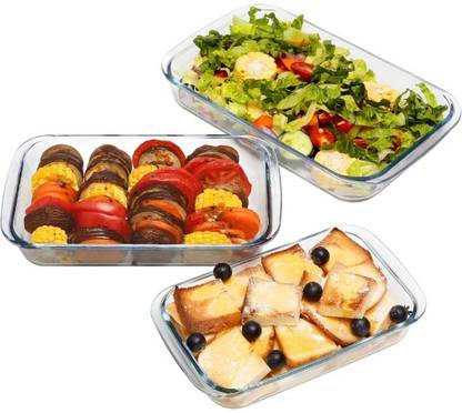 PKMSHO Borosilicate Glass Rectangle Microwave Baking Dish, Oven Safe, 1000 ml, Baking Dish