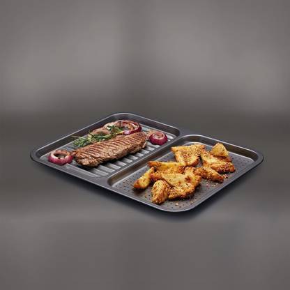 masterclass Non-Stick 2-in-1 Divided Crisping Tray / Ridged Baking Tray Tray