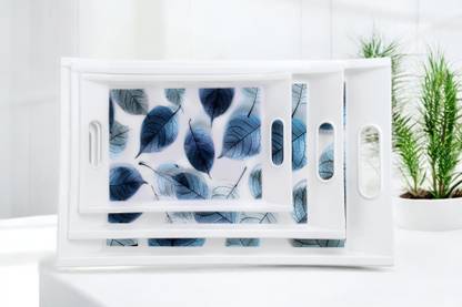 TRENDINGKITCHEN premium Quality Era Serving Tray Set of 3 Designer Tray Tray