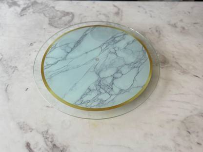SHIYON 24-Inch Glass Revolving Lazy Susan Turntable for Dining Table-Marble Gold-S30 Chip & Dip Tray