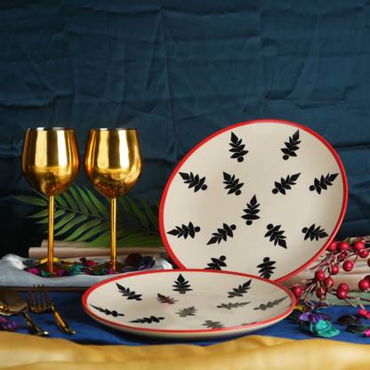 caffeine Handmade White Christmas Tree Pattern Plate 8