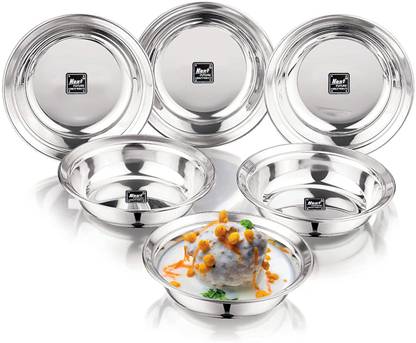 Next Future Set of 6, Deep Idli Vada Sambar/Multi Utility Plate Medium Size Dahi Vada Plates Chutney Plate