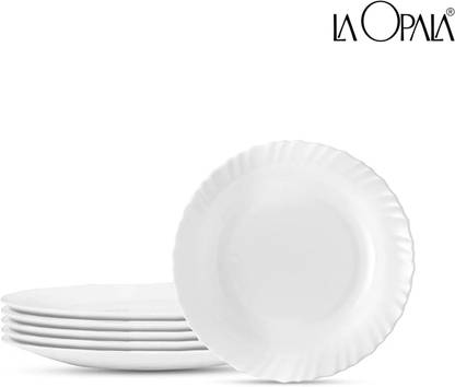 LAOPALA DIVA Opalware white Full Plate Set, 11-inch(27cm), 6 Pieces, White Dinner Plate