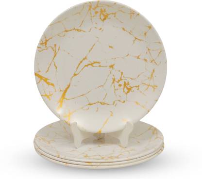 Ariya 10.5 Inch Melamine Dinner Full Serving Plate Set of 4 Dishwasher Safe Rice Plates