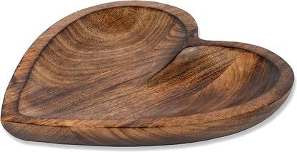 KABAS Mango Wood Heart Shaped Platter Decorative Serving Platter Tray