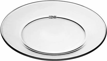 BINZO Glass Dinner Plates,Set of 6, 10 Inch, Big Full Size Plate for Eating Dinner Dinner Plate