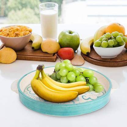 Usha Shriram 11 Inch Designer Ceramic Platter Plate | Refrigerator Safe | Scratch/Stain Proof Dinner Plate