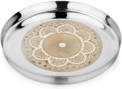 UtenShine Stainless Steel Dinner Plate Round Shape Heavy Gauge Mirror Finish For Kitchen Dinner Plate