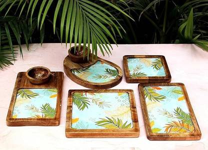 Monstera Hut Summer Blossoms Seven Set of Platter Tray Tray