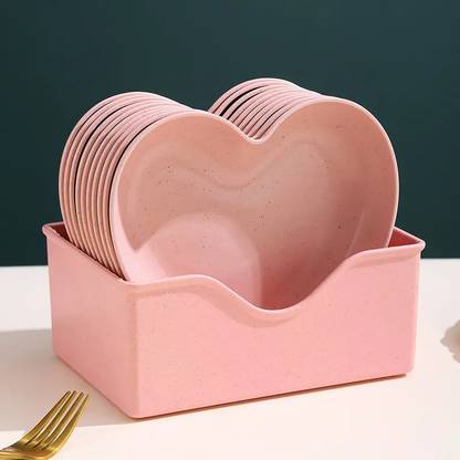 YELONA Heart Shape Dessert|Appetizer|Salad|Snack Plastic Plates - Party, Serving,Dinner Quarter Plate