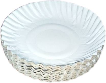 LUSKA 100% Biodegradable 6 inch Round White paper plates (Pack of 50) Dinner Plate