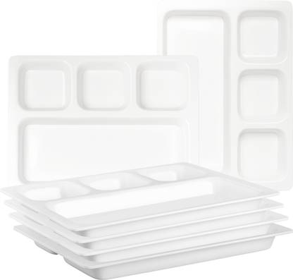 Neena Crockeries ACRYLIC_4_PORTION_PLATE_PK_OF_6_PC Sectioned Plate