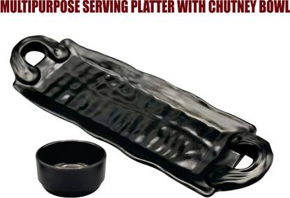 ZIDO Multipurpose Serving Platter for serving all type of snacks with chutney katori Sizzler Tray