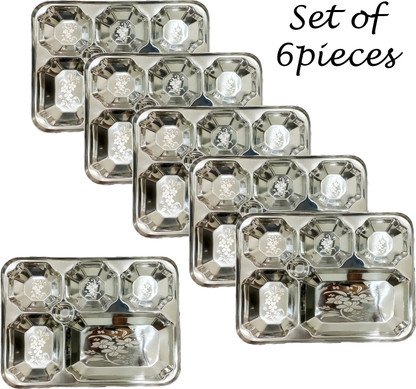 KC Lot De 2 Assiettes En Acier Inoxydable Motif Pomme Bhojan Thali