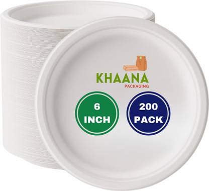 KHAANA PACKAGING Compostable Disposable Paper Plates Super Strong Paper Plates Pack of 100 Plate Warmer