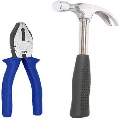 Tools Titan High Quality Rubber Handle Straight Claw Hammer with 8"inch Combinational Plier Hand Tool Kit