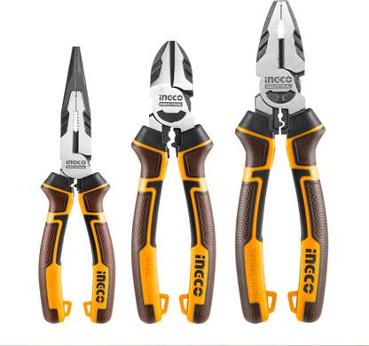 INGCO 3 Pcs High Leverage Pliers Set Cr-V, Saving 30% Strength Combination Snap Ring Plier