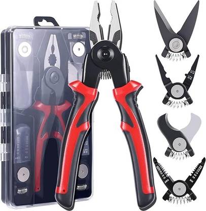 JANCOM 5-In-1 Multifunctional Wire Stripper Combination Interchangeable Pliers Kit Lineman Plier
