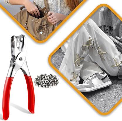 JIG'sMART 160Pcs Gold Eyelets Grommets Punch Plier Tool Steel Hole Clipper Kit Cloth Belt Punch Plier