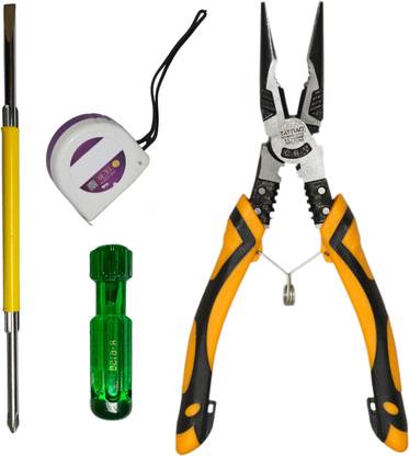 Digital Craft Nose Plier 9.5 Inch,2 In 1 Screw Driver,Tape 3Mtr Needle Nose Plier