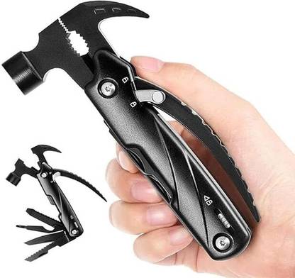 JANCOM 12-In-1 Multitool Claw Hammer Small Camping Hammer Lineman Plier