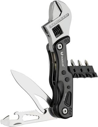 JANCOM 9 In 1 Stainless Steel Multitool Adjustable Wrench with LED Light Lineman Plier