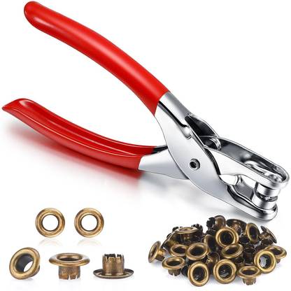 DIY Crafts 1/4 Inch Grommet Eyelet Plier Set, Eyelet Hole Punch Pliers Kit with 100 Eyelets Punch Plier