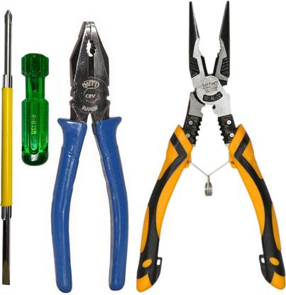 Digital Craft Nose Plier 9.5 Inch,2 In 1 Screw Driver,8"Inch Combination Plier Needle Nose Plier