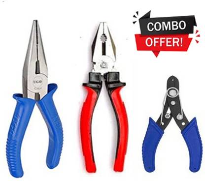Red Champion Combination & Nose Plier Combo Cutting player With Red Plas And Wire Cutter Needle Nose Plier