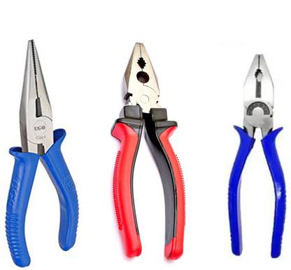 Red Champion Combination & Nose Plier Combo, Red Plas And Jonex 999 6 inch Plier (3pck) Hand Tool Kit