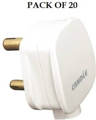 CANDLE Unbreakable Flame Resistance,Heavy Duty 5amp. 3 Pin Plug(Pack of 20pcs) Plug Pin