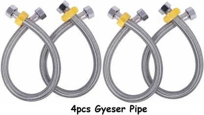 Senkiddpro SS Connection Pipe 24 inch Premium Quality for Geyser,Wash basin,Bathroom (4pcs) 15 mm Plumbing Pipe