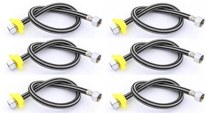 fastgear Steel Black Wire Connection Pipe 24inch for Geyser/Wash basin/Bathroom(6pcs) 15 mm Plumbing Pipe