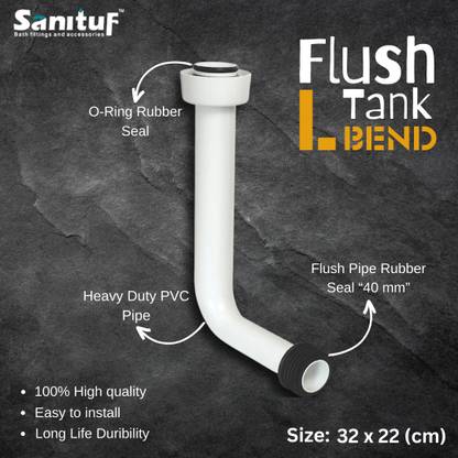 Sanituf Single Flush Wall Hung Cistern with Drainage L-Bend Pipe 40 mm Plumbing Pipe