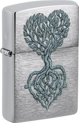 ZIPPO Rooted in Love Design Brushed Chrome Windproof Lighter Pocket Lighter