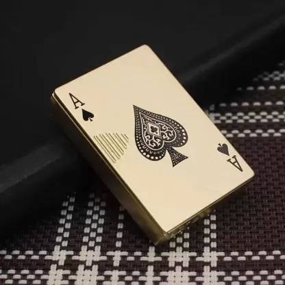 GENZ Ekka Playing Poker Card Green Flame LED Light Windproof Cigarette Lighter Pocket Lighter