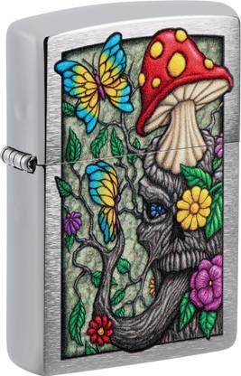 ZIPPO Freaky Nature Design Brushed Chrome Windproof Lighter Pocket Lighter