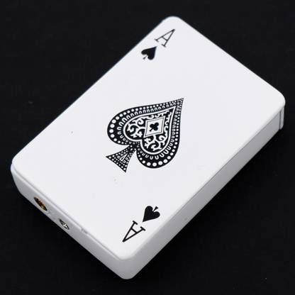FASTIDIOUS Refillable White Ace of Spade Premium Design Windproof Jet Flame Lighter Slider Pocket Lighter