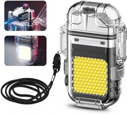 HumBiG ™Dual Arc Lighter with LED Flashlight 2 in 1 Plasma Lighter USB Rechargeable Dual Arc Plasma Lighter - Outdoor Camping COB Lamp, Type-C Rechargeable Pocket Lighter