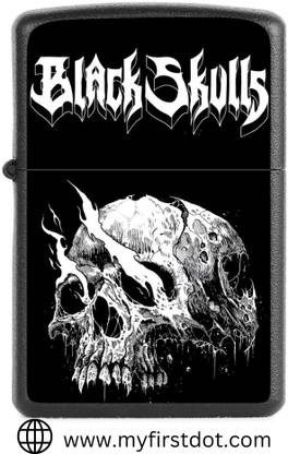 First Dot Lighter | Windproof Cigarette Lighter For Men | Sturdy Metal Fashionable Lighter For Cigarette | Runs On Liquid Fuel | Unique Skull Printed Pocket Lighter