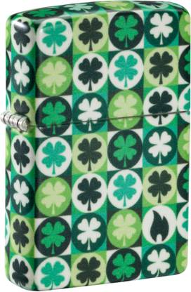 ZIPPO Clover Design Glow in the Dark Green Matte Windproof Lighter Pocket Lighter